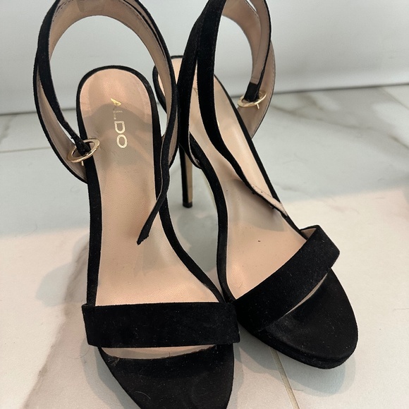 Aldo Black Suede Heels - Picture 1 of 7